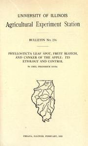 Cover of: Phyllosticta leaf spot, fruit blotch, and canker of the apple by Emil Frederick Guba