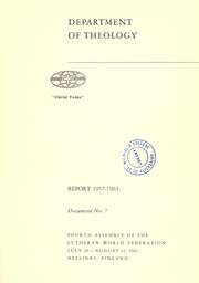 Cover of: Report of the Department of Theology.