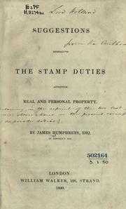 Cover of: Suggestions respecting the Stamp Duties affecting real and personal property.