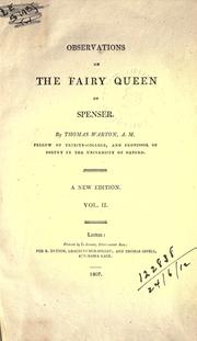 Cover of: Observations on the Fairy queen of Spenser. by Warton, Thomas, Warton, Thomas