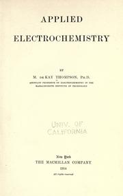 Cover of: Applied electrochemistry by Maurice de Kay Thompson