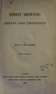 Cover of: Robert Browning: essays and thoughts.