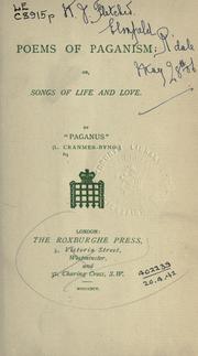 Cover of: Poems of paganism: or, Songs of life and love