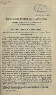 Cover of: Determination of malic acid.