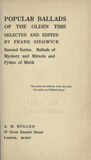 Cover of: Popular ballads of the olden time by Frank Sidgwick