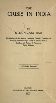 Cover of: The crisis in India by K. Srinivasa Rau