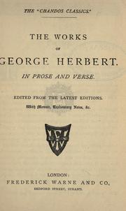 Cover of: Works in prose and verse. by George Herbert