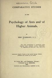 Cover of: Comparative studies in the psychology of ants and of higher animals by Wasmann, Erich