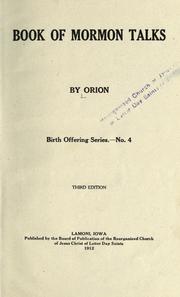 Cover of: Book of Mormon talks. by Orion