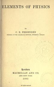 Cover of: Elements of physics.