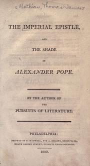 Cover of: The imperial epistle, and The shade of Alexander Pope.