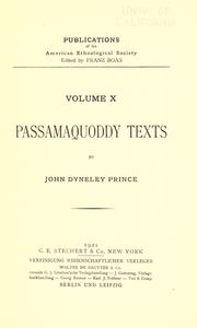 Cover of: Passamaquoddy texts