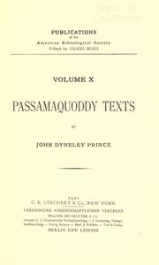 Cover of: Passamaquoddy texts by John Dyneley Prince