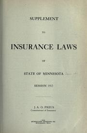 Cover of: Supplement to insurance laws of state of Minnesota: session 1913.