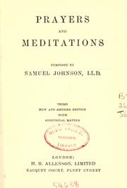 Cover of: Prayers and meditations by Samuel Johnson