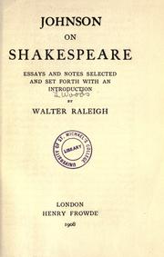 Cover of: Johnson on Shakespeare: essays and notes