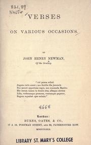 Cover of: Verses on various occasions by John Henry Newman