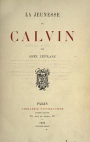 Cover of: La jeunesse de Calvin.