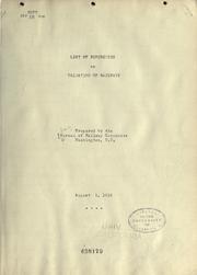 Cover of: List of references on valuation of railways. August 1, 1916.
