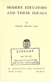 Front cover of Modern educators and their ideals by Tadasu Misawa