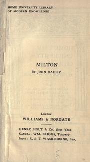 Cover of: Milton by John Cann Bailey