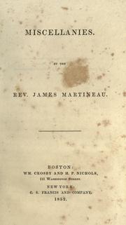 Cover of: Miscellanies by James Martineau