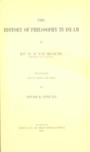 Cover of: The history of philosophy in Islam. by Tjitze J. de Boer