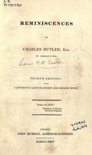 Cover of: Reminiscences of Charles Butler ... by Charles Butler