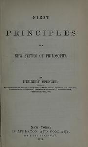 Cover of: First principles of a new system of philosophy