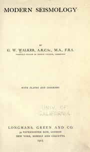 Cover of: Modern seismology by George Walker Walker