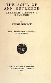 Cover of: The soul of Ann Rutledge by Bernie Babcock
