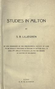 Cover of: Studies in Milton by Liljegren, S. B.