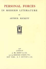 Cover of: Personal forces in modern literature by Compton-Rickett, Arthur, Compton-Rickett, Arthur