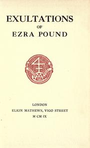 Cover of: Exultations. [Poems] by Ezra Pound