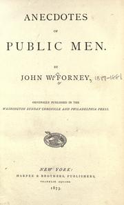 Cover of: Anecdotes of public men by John W. Forney