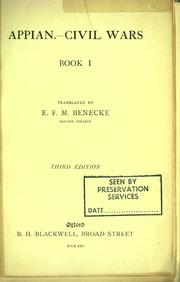 Cover of: Civil wars, book 1.: Translated by E.F.M. Benecke.