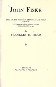 Cover of: John Fiske. by Franklin H. Head