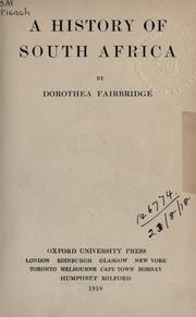 Cover of: A history of South Africa. by Dorothea Fairbridge, Dorothea Fairbridge