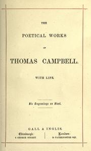 Cover of: The poetical works of Thomas Campbell by Thomas Campbell