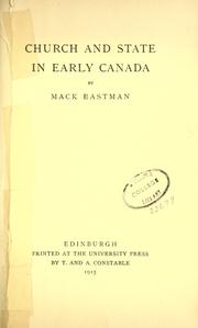 Cover of: Church and state in early Canada.