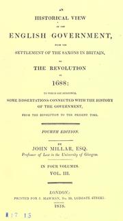 Cover of: An historical view of the English government by Millar, John