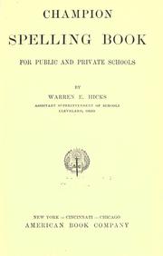 Front cover of Champion spelling book by Warren E. Hicks