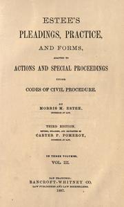 Cover of: Estee's Pleadings, practice, and forms by Morris M. Estee, Morris M. Estee