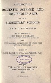 Cover of: Handbook of domestic science and household arts by Lucy Langdon Williams Wilson