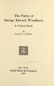 Cover of: The poetry of George Edward Woodberry by Louis V. Ledoux