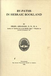Cover of: By-paths in Hebraic bookland by Israel Abrahams