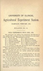 Field experiments with corn, 1890 by Morrow, G. E.