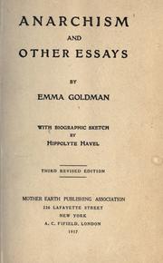 Cover of: Anarchism, and other essays by Emma Goldman