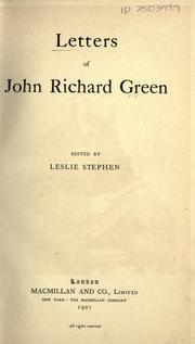Cover of: Letters of John Richard Green by John Richard Green