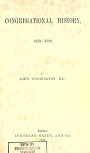 Cover of: Congregational history, 1200-1880. by John Waddington